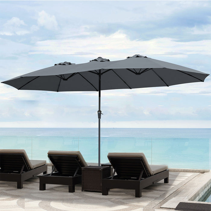 4.5M Double-Sided Patio Umbrella Outdoor Umbrella Base Stand Grey