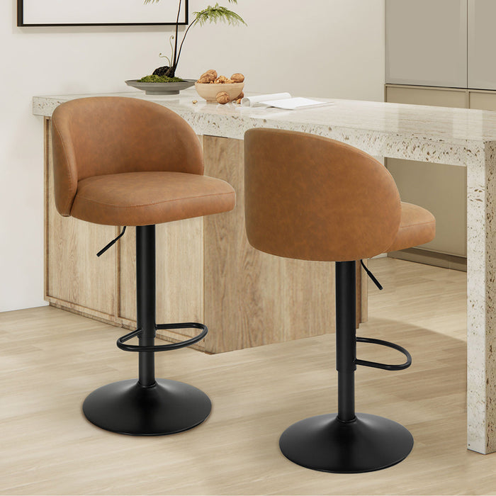 4X Bar Stool Swivel Gas Lift Pu Leather Brown