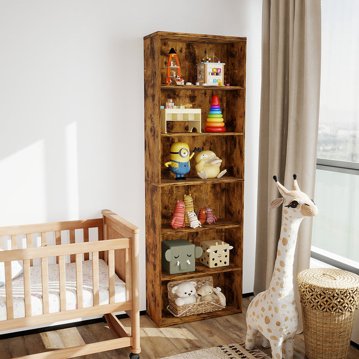 Goslash Picks 6 Tier Book Shelf Adjustable Shelves Walnut