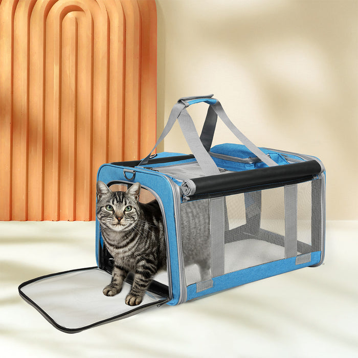 Goslash Picks 3 In 1 Pet Soft Crate Dog Cat Carrier M Size Blue
