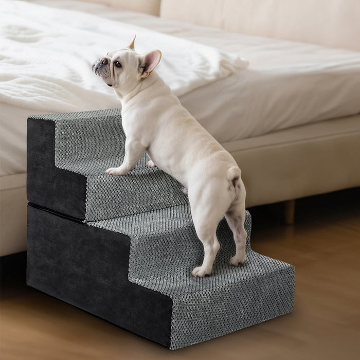 Goslash Picks 4 Steps Pet Stairs Dog Ramp High Density Foam Grey