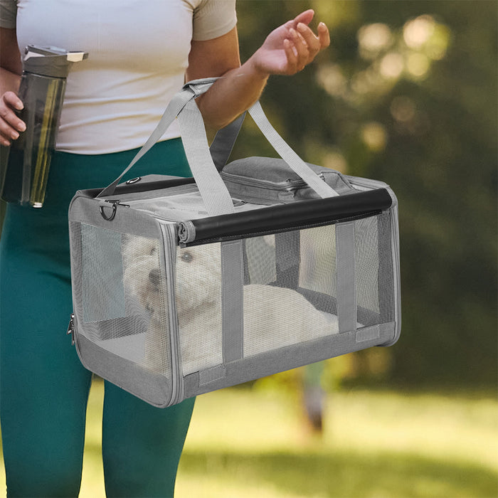 Goslash Picks 3 In 1 Pet Soft Crate Dog Cat Carrier M Size Grey