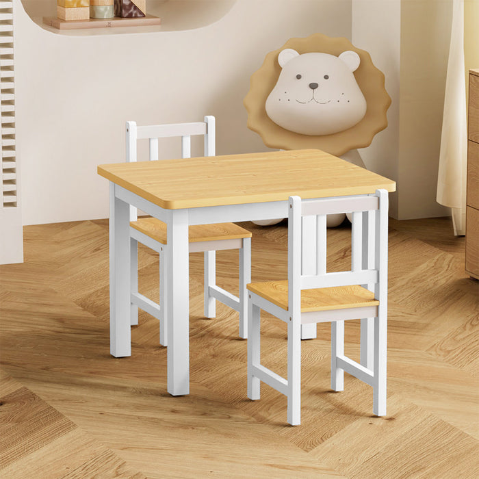 Goslash Picks Kids Table And Chairs Set Wooden 3Pcs Study Play