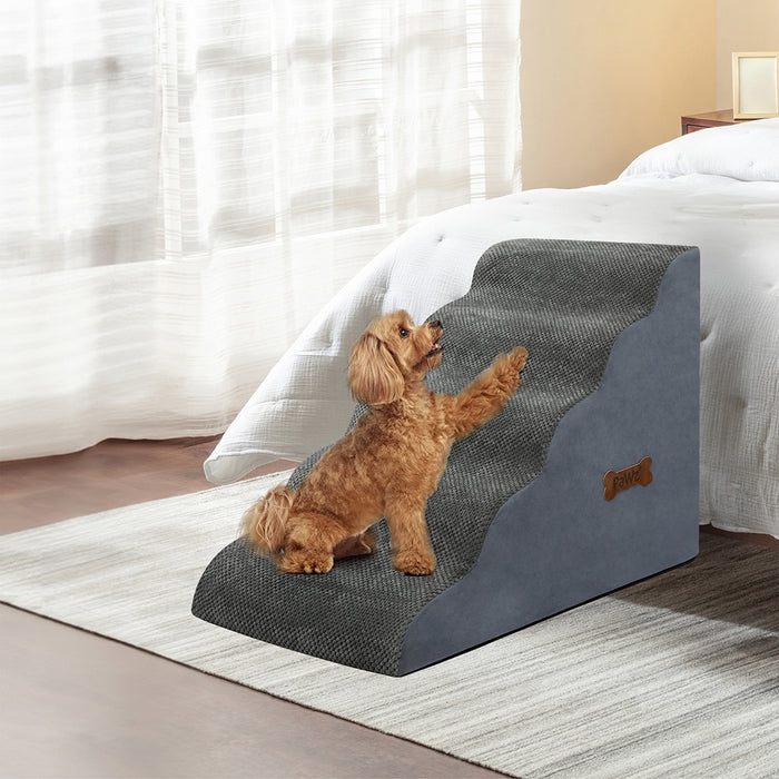 Goslash Picks 5 Steps Pet Stairs Dog Ramp High Density Foam Grey