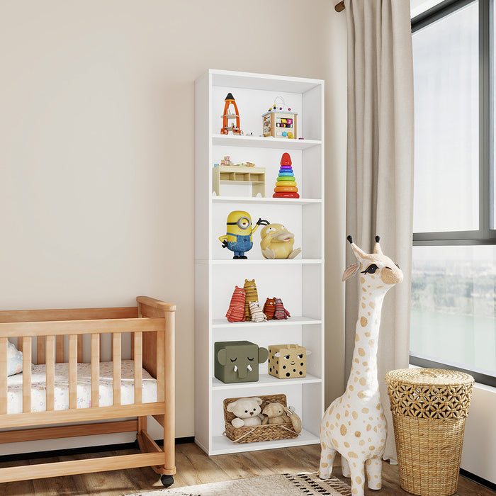 Goslash Picks 6 Tier Book Shelf Adjustable Shelves White