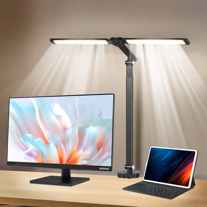 Goslash Picks Double Head Led Desk Lamp Dimmable With Clamp