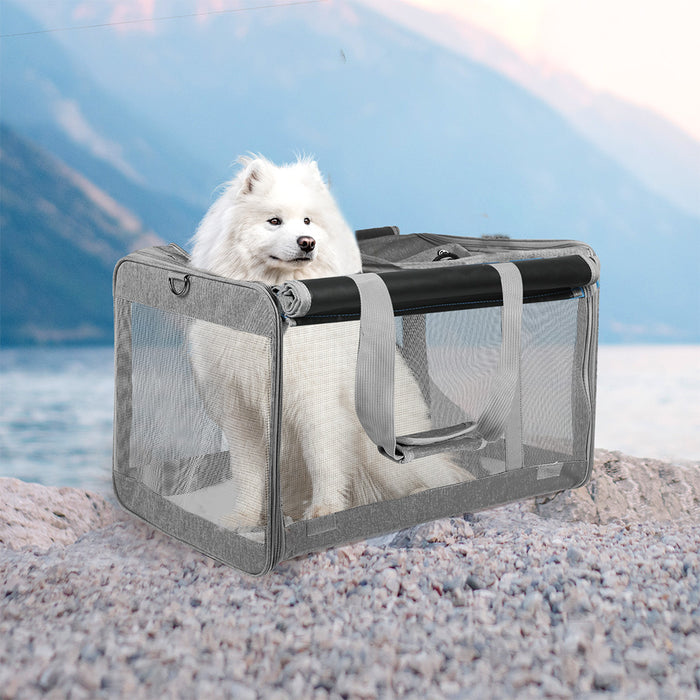 Goslash Picks 3 In 1 Pet Soft Crate Dog Cat Carrier Xl Size Grey