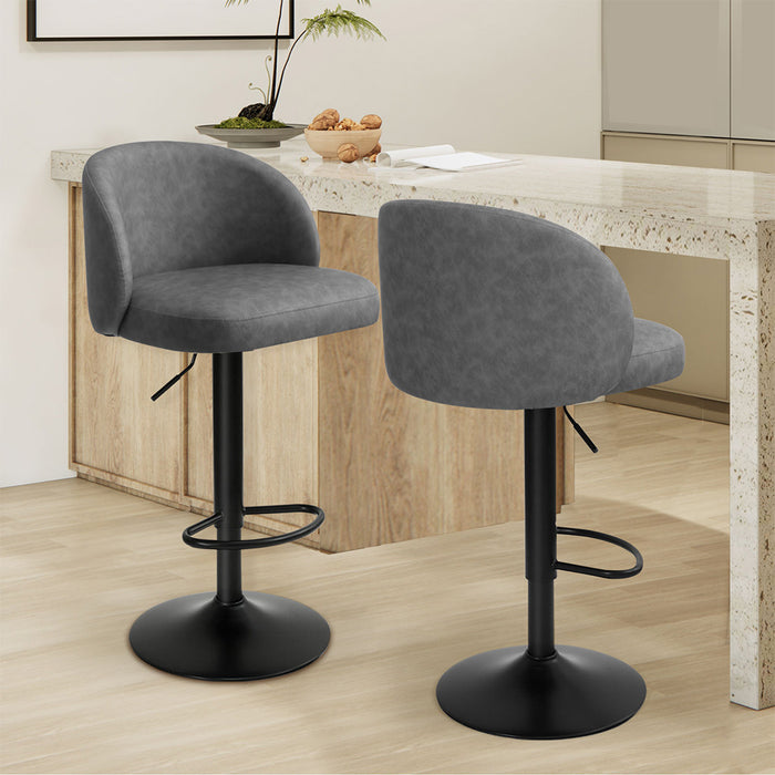 4X Bar Stool Swivel Gas Lift Pu Leather Grey