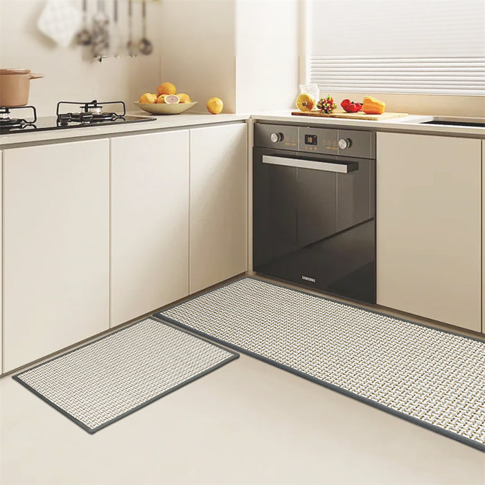 Goslash Picks Kitchen Rug 2Pcs Woven Non Slip Absorbent Grey
