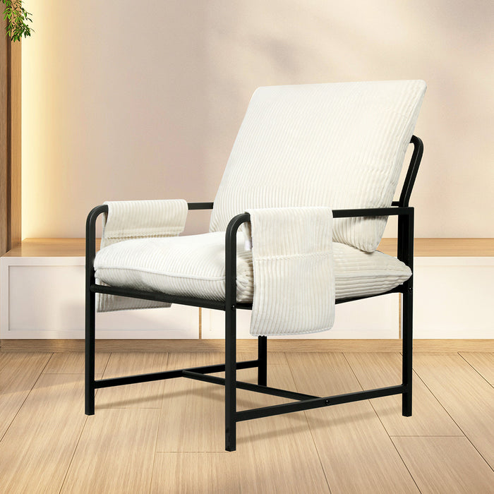 Goslash Picks Metal Framed Lounge Chair Corduroy In Beige