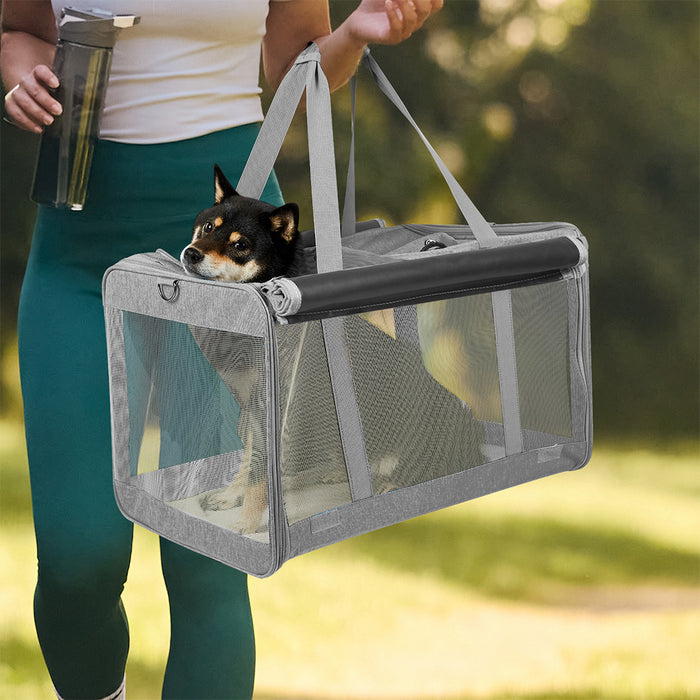 Goslash Picks 3 In 1 Pet Soft Crate Dog Cat Carrier L Size Grey