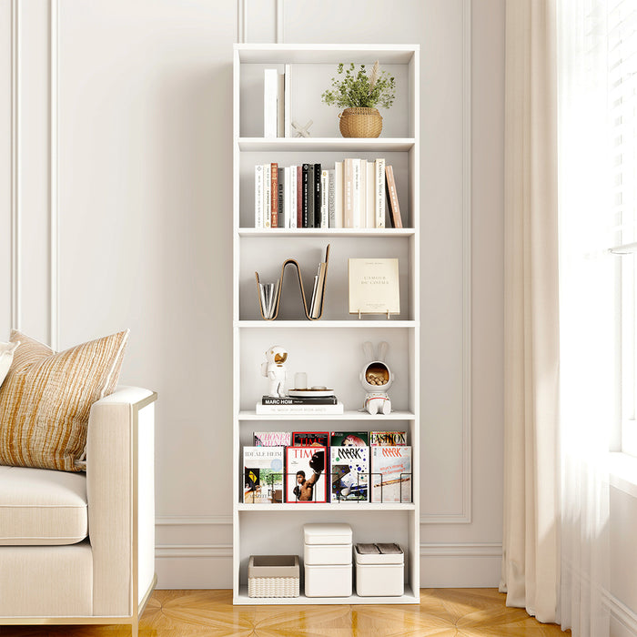 Goslash Picks 6 Tier Book Shelf Adjustable Shelves White