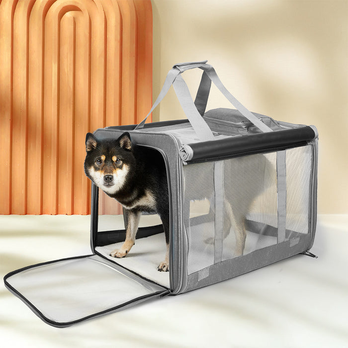 Goslash Picks 3 In 1 Pet Soft Crate Dog Cat Carrier L Size Grey