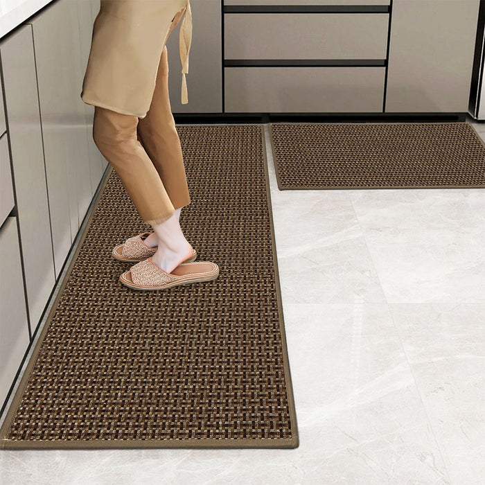Goslash Picks Kitchen Rug 2Pcs Woven Non Slip Absorbent Brown