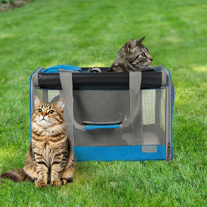 Goslash Picks 3 In 1 Pet Soft Crate Dog Cat Carrier M Size Blue