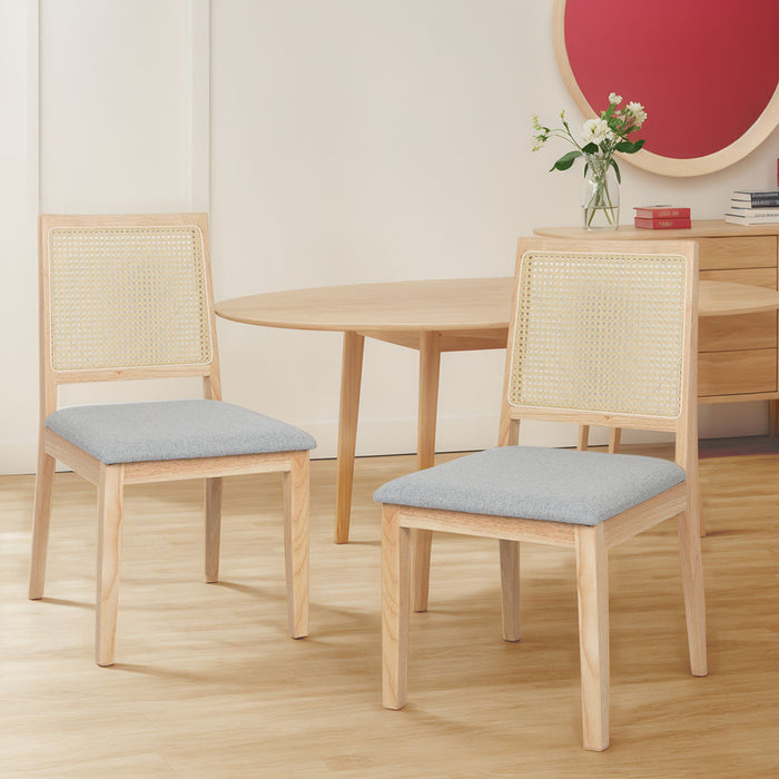 2X Rattan Dining Chair Solid Wood Lounge