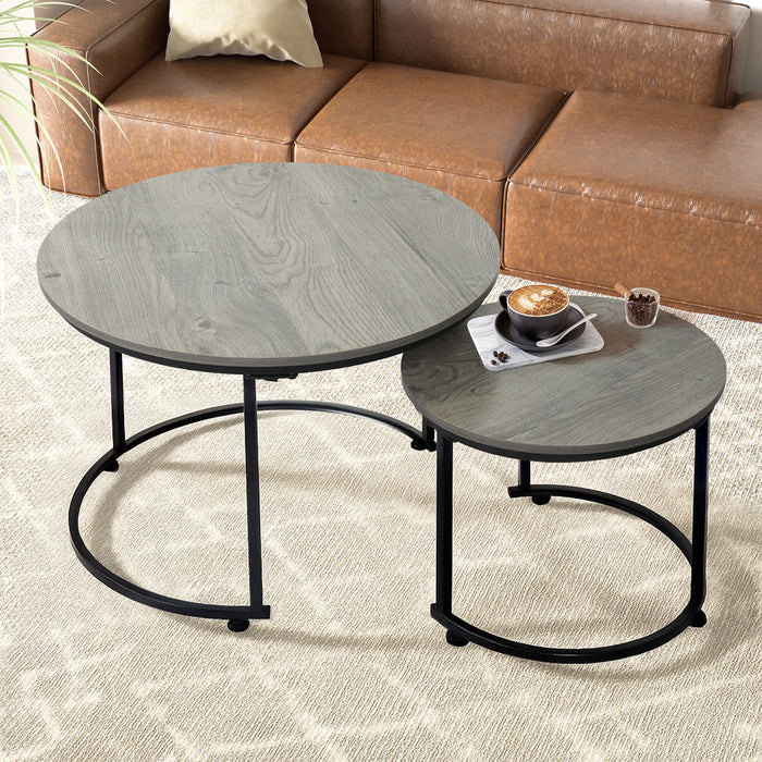 Goslash Picks Round Nesting Table Coffee Table Wood Side Table
