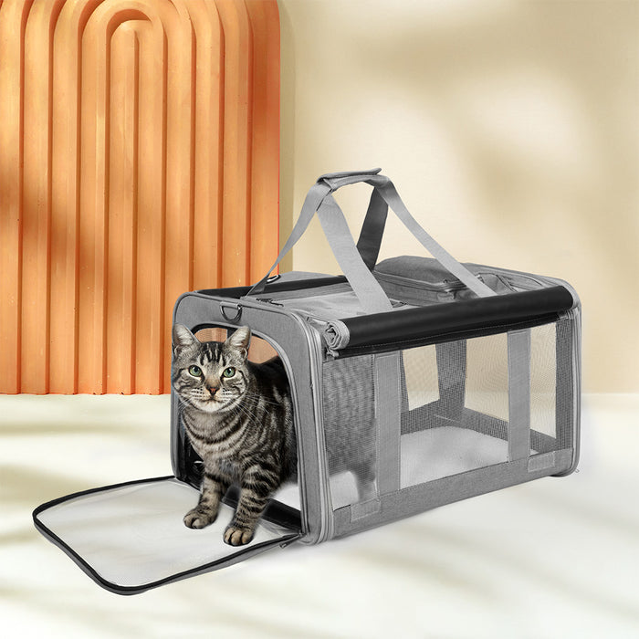 Goslash Picks 3 In 1 Pet Soft Crate Dog Cat Carrier M Size Grey