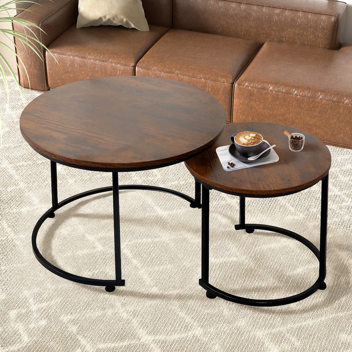 Goslash Picks Round Nesting Table Coffee Table Wood Side Table