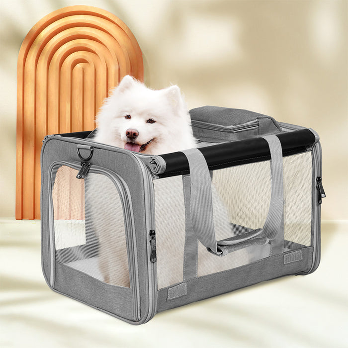 Goslash Picks 3 In 1 Pet Soft Crate Dog Cat Carrier Xl Size Grey
