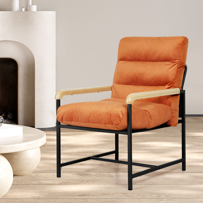 Goslash Picks Metal Framed Lounge Chair Velvet In Orange