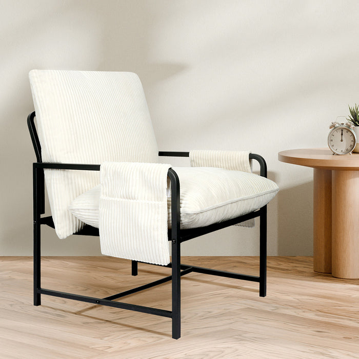 Goslash Picks Metal Framed Lounge Chair Corduroy In Beige