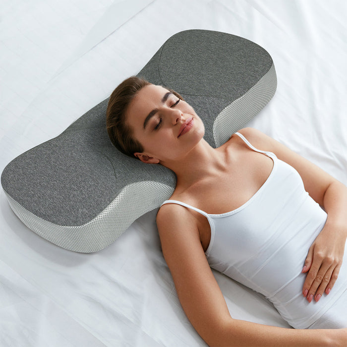 Goslash Picks Memory Foam Pillow Pillowcase Supprt Grey Rebound - 67cm x 35cm x 8.5cm/12cm