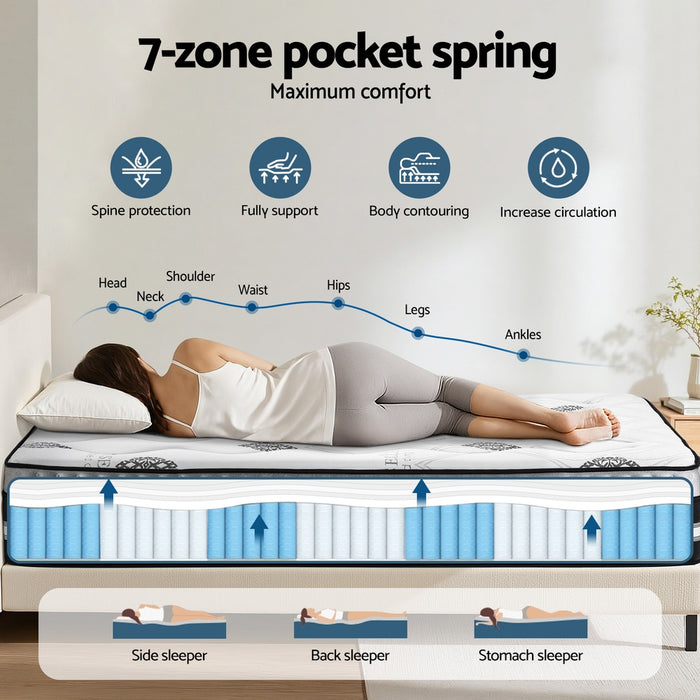 King Mattress 35cm Bed In A Box Pocket Spring Gel Memory Foam