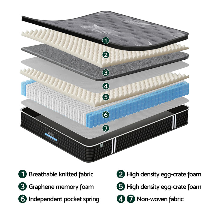 35cm Mattress Graphene Memory Foam Medium Firm Euro Top Mattresses King Single