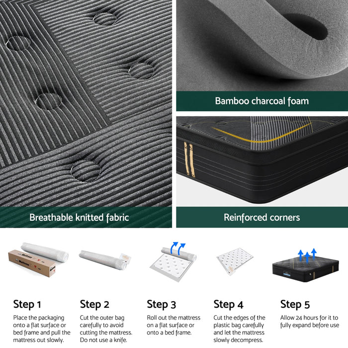 35cm Mattress Queen Bed Bamboo Pocket Firm Foam