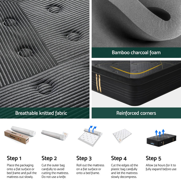 35cm Mattress Single Bed Bamboo Pocket Firm Foam