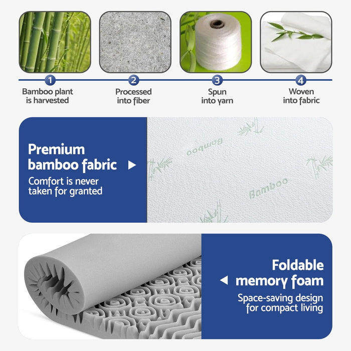 8cm Memory Foam Mattress Topper 7-Zone Graphite Queen