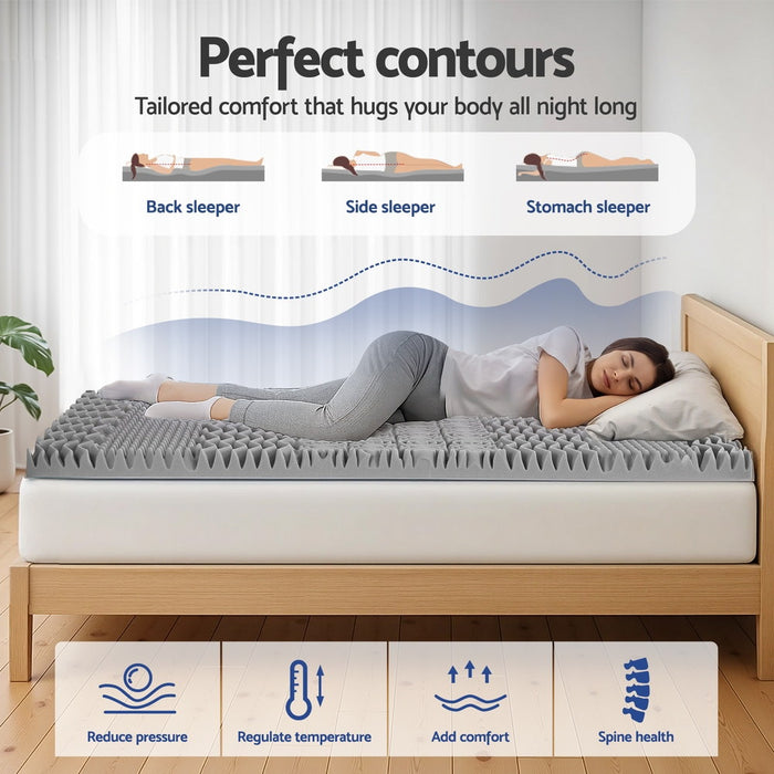 8cm Memory Foam Mattress Topper 7-Zone Graphite Single