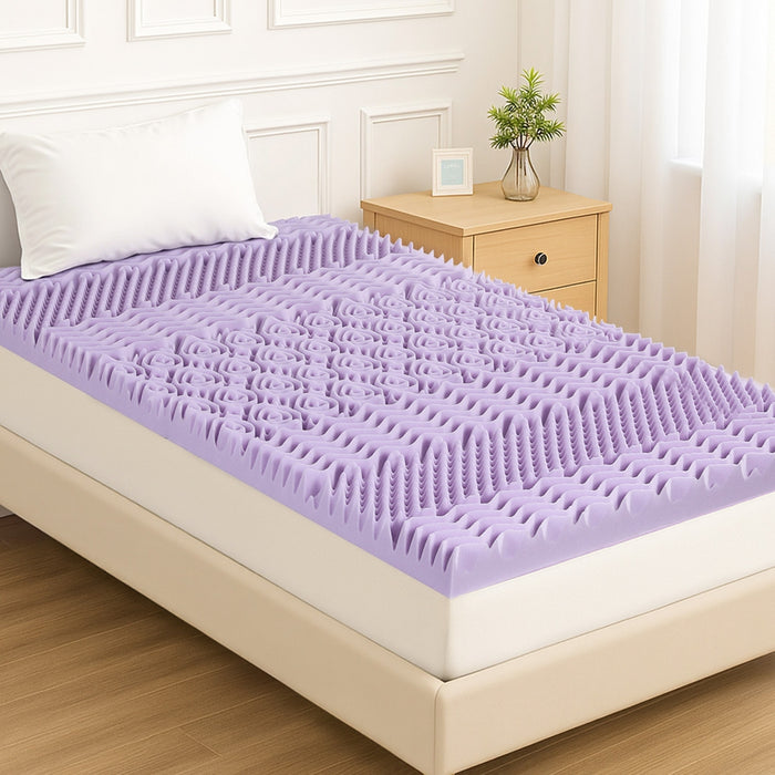 8cm Memory Foam Mattress Topper Lavender Infused Bamboo Cover 7-Zone King Single