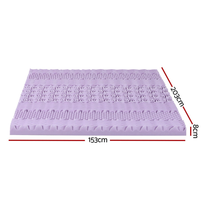 8cm Memory Foam Mattress Topper Lavender Infused Bamboo Cover 7-Zone Queen