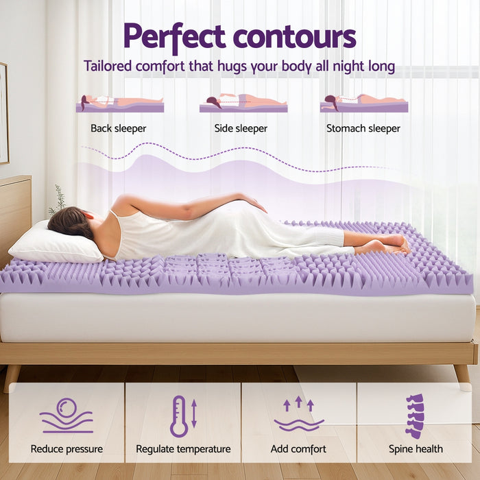 8cm Memory Foam Mattress Topper Lavender Infused Bamboo Cover 7-Zone Queen