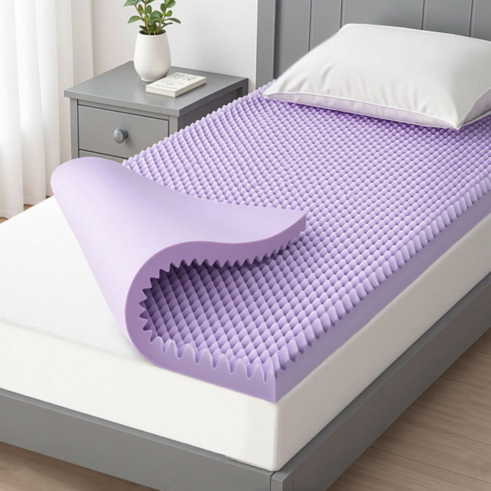 5cm Memory Foam Mattress Topper Lavender Infused Egg Crate King Single