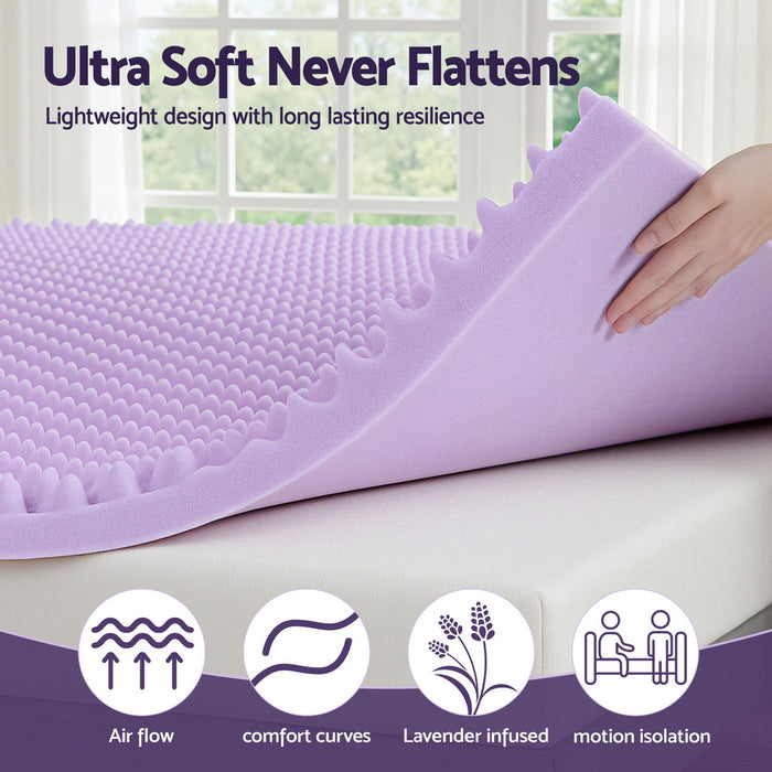 5cm Memory Foam Mattress Topper Lavender Infused Egg Crate Pad Mat Single