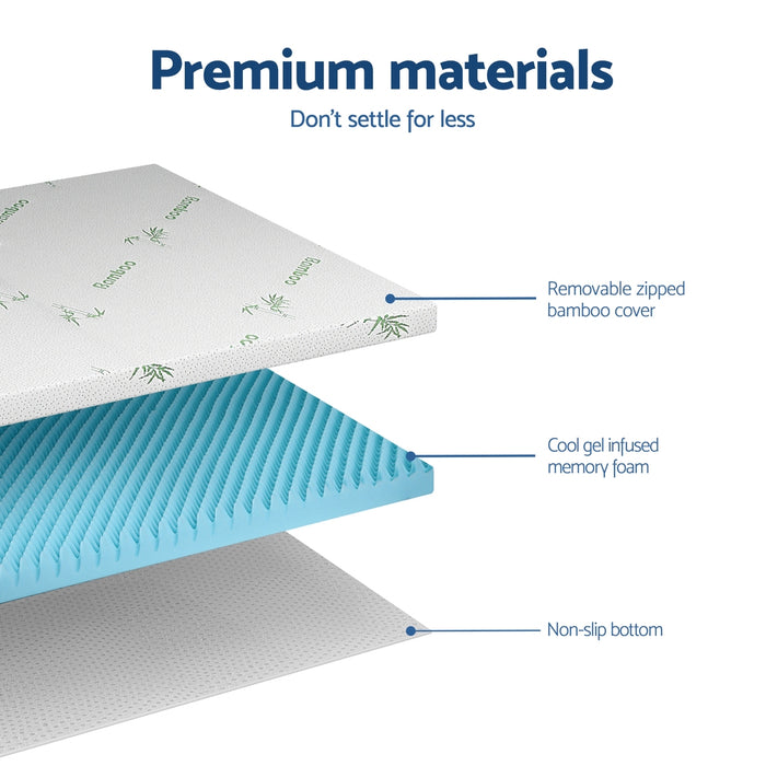 8cm Memory Foam Mattress Topper Gel Egg Crate Foam Bamboo Double