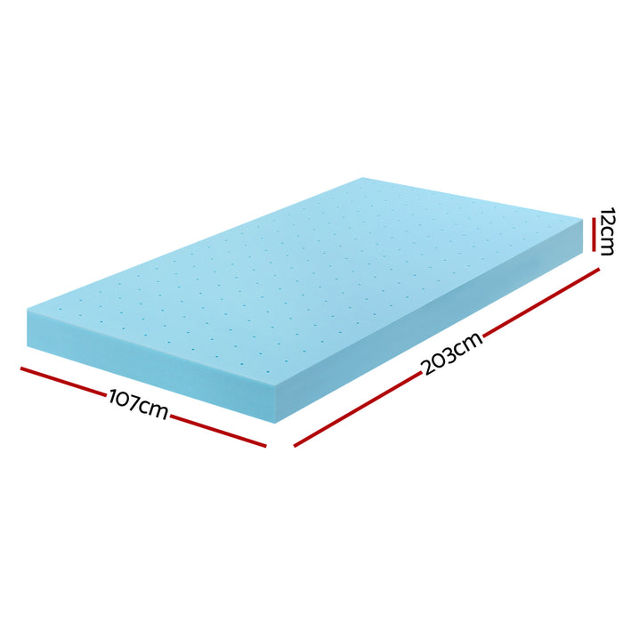 12cm Memory Foam Mattress Topper Ventilated Cool Gel Bamboo Cover King Single