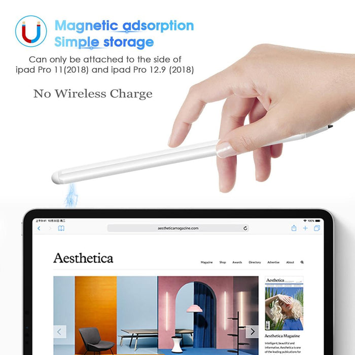 1.4-2.3Mm Magnetic Design Superfine Nib Prevent Accidental Touch Handwritten Capacitive Screen Stylus Pen White