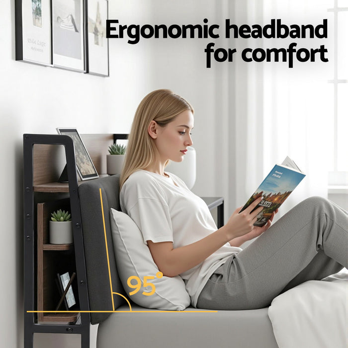 Metal Bed Frame King Size With 2-Tier Hidden Storage With Charging Station