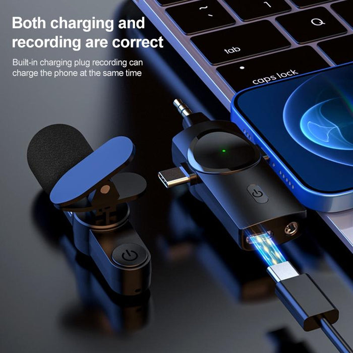 3-In-1 Wireless Lavalier Microphone With Noise Reduction