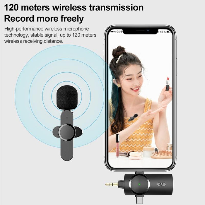 3-In-1 Wireless Lavalier Microphone With Noise Reduction