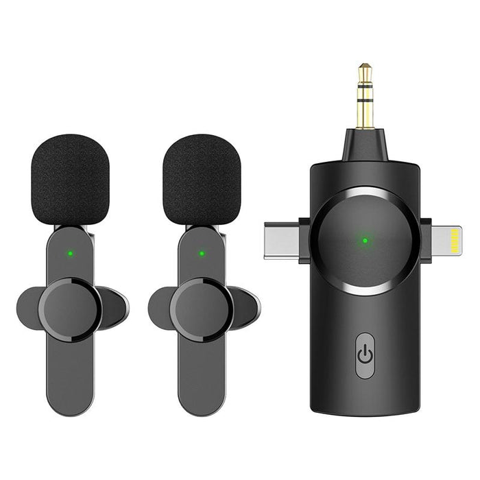 3-In-1 Wireless Lavalier Microphone With Noise Reduction