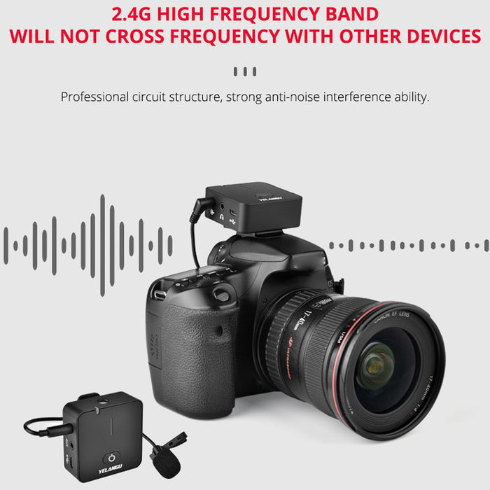 2.4G Wireless Camera Microphone Set For Live Interviews