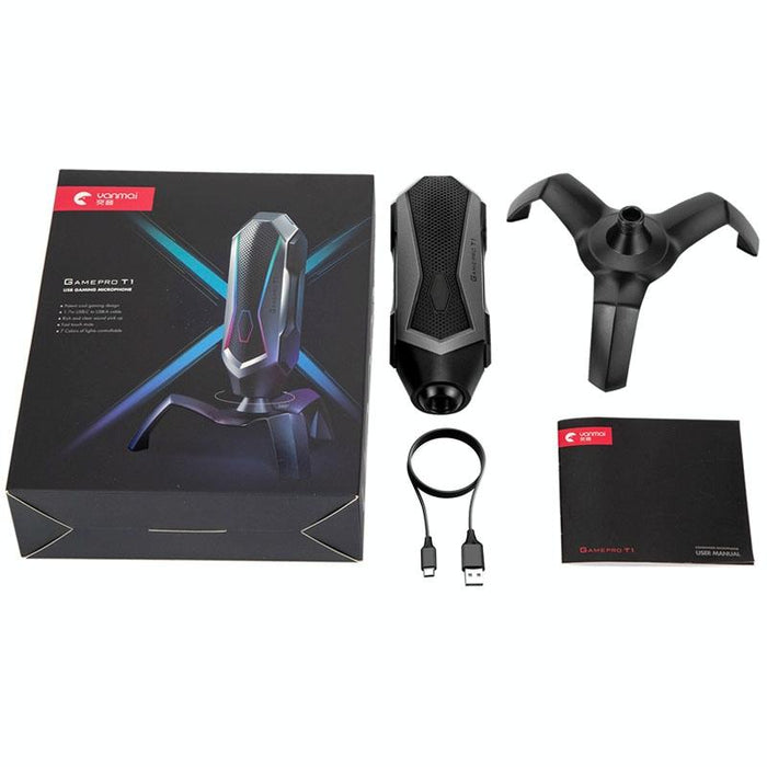 360-Degree Rotating Gaming Microphone With Rgb Lighting & Usb-C Cable