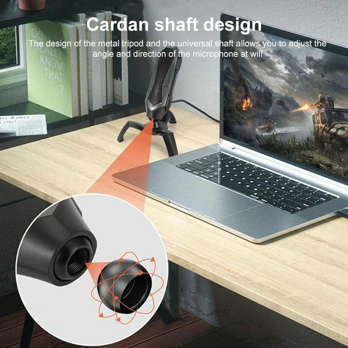 360-Degree Rotating Gaming Microphone With Rgb Lighting & Usb-C Cable