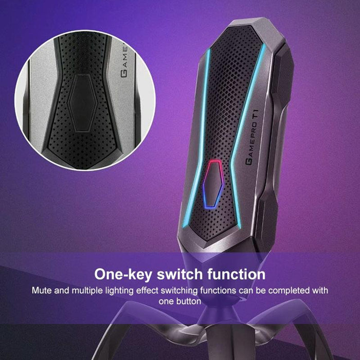 360-Degree Rotating Gaming Microphone With Rgb Lighting & Usb-C Cable