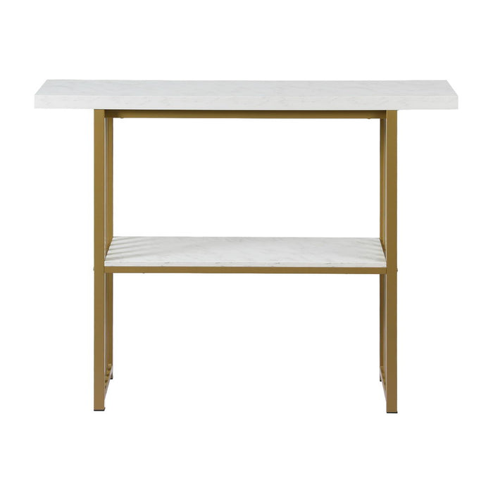 Console Table Marble Effect White & Gold